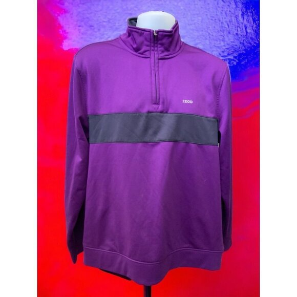 Izod mens Performance Golf pullover partial zip long sleeve top Large - Picture 7 of 8